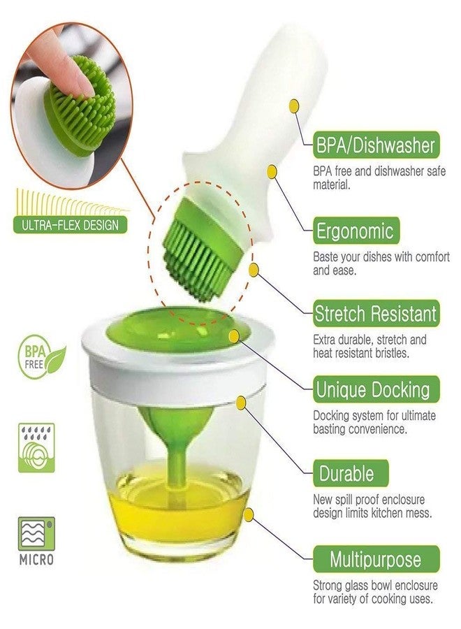 Deoxys Silicone Chef's Basting Oil Brush Set(6.5-inch, White and Green) - Image 4
